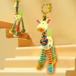 Baby Development Soft Giraffe Animal Handbell Rattle Plush Giraffe Toys / Baby Giraffe Animal Rattle Toys / Soft Giraffe Animal - Image 3