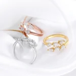 Smyoue Water Drop Certified Moissanite Ring for Women Lab Diamond Promise Band Pure S925 Silver Female Crown Single Tail Rings - Image 2