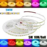 DC 12V 24V 2835 120LEDs/M LED Strip White/Green/Red/Blue/Pink/Yellow/Ice Blue IP21 Flexible Ribbon Tape Rope Light 5M 10M/Roll