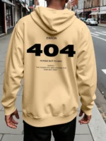 Men's Number Print Hoodie Sweatshirt For Casual Wear, Mens Hoodie, Streetwear Hoodie, Error 404 Human Not Found Hoodie - Image 4