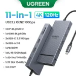 UGREEN 11-in-1 USB-C HUB Type-C to 4K@120Hz DP HDMI USB3.2 10Gbps SD/TF RJ45 PD100W for MacBook Dell Laptop Accessories Docking