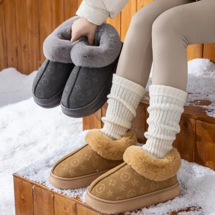 Warm cotton shoes for women in winter with thick velvet home bag and couple cotton slippers, all inclusive, can be worn outside