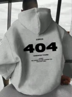 Men's Number Print Hoodie Sweatshirt For Casual Wear, Mens Hoodie, Streetwear Hoodie, Error 404 Human Not Found Hoodie - Image 2