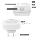LED Night Light Mini PIR Motion Sensor Night Lamp 3 Modes Bedroom Bedside Lights EU Plug For Closet Bedroom Corridor Bathroom - Image 2