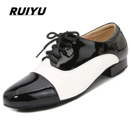 Men's Latin Dance Shoes Modern Performance Competition Sneakers Classic Black White Men's Dance Shoes New