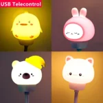 USB Night Light LED Cute Cartoon Night Lamp Bear Chick Kitten for Baby Kid Bedroom Decoration Bedside Lamp - Image 5