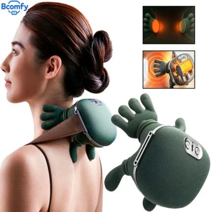 Electric Neck Massager Portable Shiatsu Neck and Shoulder Massager with 3-Level Modes Deep Tissue Kneading for Pain Relief