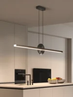 Minimalist Linear Pendant Lights LED Modern Chandelier Dining Room Island Light Restaurant Cafe Bar Office Hanging Lamps Black - Image 2