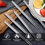1/2/5 Pairs Chinese Chopsticks Stainless Steel Non-slip Sushi Chopstick Korean Japanese Food Metal Sticks Kitchen Tableware Set - Image 5