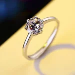 Korean Style Female Small Moissanite Ring Fashion 925 Silver &Gold Wedding Band Rings Promise Love Engagement Rings For Women - Image 2