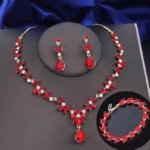 3Pcs lime green Jewelry Sets for Women Fashion Earrings Bracelets Choker Necklace Set Prom Bridal Wedding Jewellry Accessories - Image 2