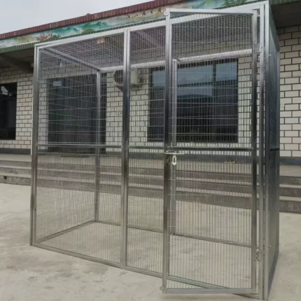 Large Outdoor Dog Kennel Welded Iron Animal Cage Breathable Square Pattern Fence Aviaries Living House Cages for Cats Birds