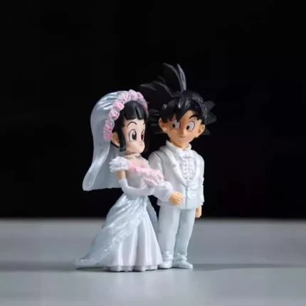 Dragon Ball Anime Figure Son Goku Figures Lg Wedding Goku Chichi Mariage Figurine 9cm Scene Statue Q-Version Pvc Model Doll Toys