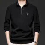 Winter Men's Classic Solid Sweatshirts Quarter Zip Wool Pullover Daily Outdoor Sporty Long-sleeved Male Tops - Image 5