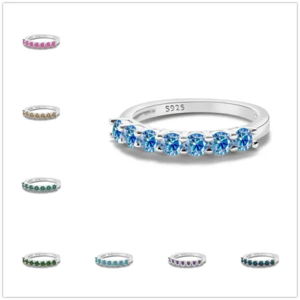 3mmx7PCS Round Moissanite Ring 18K White Gold Plated 925 Sterling Silver Fine Jewelry Wedding Engagement Rings for Women Man