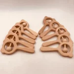 Wooden Rattle Beech Bear Hand Teething Wooden Ring Baby Rattles Play Gym Montessori Interactive Toys for Kids Educational Toys - Image 4