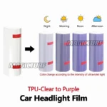 UV Color Changing Film Tpu ppf Photochromic Car Headlight Film Transparent to Black Purple - Image 2