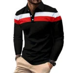 New Men's Long Sleeved Lapel Breathable Polo Shirt Plus Size Man Basic-Style Fashion Patchwork Tops Fall Men Clothing Golf Wear - Image 3