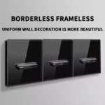 European British French Standard Tempered Glass Switch Socket with Indicator Light , Self-Reset 1 2 3 4 Gang Wall Panel Outlets - Image 4