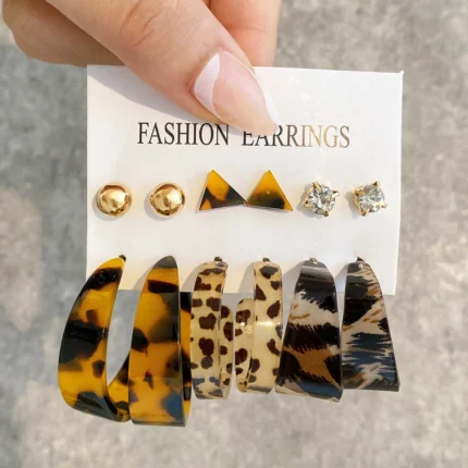 Bohemian Gold Color Pearl Earrings Set For Women Girls Acrylic Resin Hoop Earring Brincos Party Jewelry