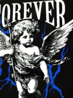 European and American men's autumn angel print comfortable soft hooded sweatshirt outdoor urban high street clothing - Image 4