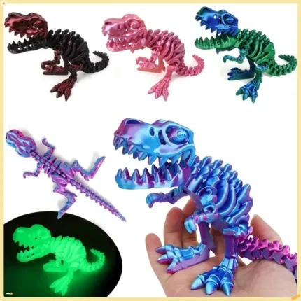 Hot 3D Printed Dragon Set Crafts Model Decoration Fidget Toy Rotatable Tyrannosaurus Rex Skeleton Dinosaur Gift for KidBirthdays