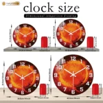 Abstract Fiery Sunburst Wall Clock, Modern Art Decor for Living Room, Silent Quartz Movement Decorative Timepiece Accent - Image 3