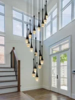 Modern Pendent Lamp Designer Crystal Suspended Staircase Pendant Light Living Room Ceiling Villa Pendant Restaurant Chandelier - Image 5