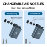 QIUDANOW 130 PSI Portable electric bike Inflator for mountain bike Schrader & Presta Value Compatible with Type-C charging - Image 4