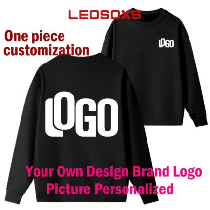 DIY custom your picture, men's and women's cotton sweatshirt high-end brand round neck solid black breathable casual