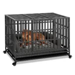 Heavy Duty Dog Cage, Metal Kennel and Crate for Large Dog, Easy To Assemble Pet Playpen with Wheels and Removable Tray - Image 3