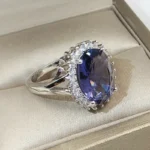 Princess Kate Blue Gem Created Blue Crystal 925 Sterling Silver Wedding Finger Crystal Ring Brand Jewelry For Women - Image 3