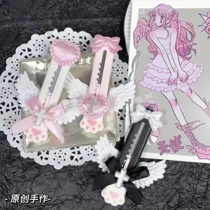 Cute Cat Paw Utility Knife Lovely Wing Bowknot Style Open Box Cutter Letter Envelope Opener Mail Knife School Office Supplies