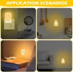 1/2/4pcs LED Night Light, Adjustable Brightness Warm White Mini Night Light with Auto On/Off, Wall-Mounted Plug-In - Image 5