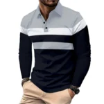 New Men's Long Sleeved Lapel Breathable Polo Shirt Plus Size Man Basic-Style Fashion Patchwork Tops Fall Men Clothing Golf Wear - Image 5