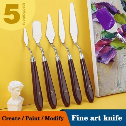 5/7 Pcs Set Art Oil Painting Scraper Palette Knifes Stainless Steel Artist Students Watercolor Pigment Wooden School Stationery