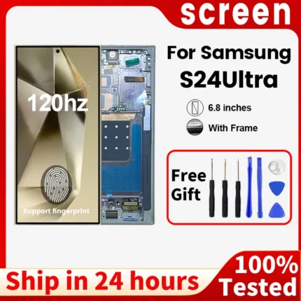 6.8‘’120hz AMOLED For Samsung Galaxy S24Ultra LCD Display S928B S928U S928WS928E Touch Screen with Frame Digitizer Replacement