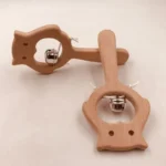 Wooden Rattle Beech Bear Hand Teething Wooden Ring Baby Rattles Play Gym Montessori Interactive Toys for Kids Educational Toys - Image 5