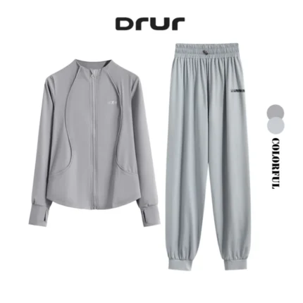 DRUR M-4XL Loose Fit Running Sets Women Quick Dry Sportswear Outfits 2 Piece Yoga Suit Gym Clothes Autumn Winter Tracksuit New