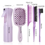 5/6 Pcs Comb Set Detangling Hair Brush Curly Hair Curved Rat Tail Comb Set Edge Hair Brush Curly Hair Brush Hair Salon Tools - Image 2