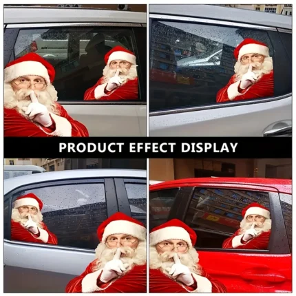 Waterproof Realistic Santa Claus Sticker Christmas Car Window Glass Decal Decoration Ride With Santa Funny Christmas Window
