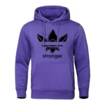 Funny Stranger Floral Pattern Printed Hoodies Mens Letter Style Streetwear Fashion Loose Street Hoody Fleece Pullover Men Hoodie - Image 4