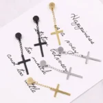 Punk Mens Strong Magnet Magnetic Cross Ear Stud Set Non Piercing Earrings Fake Earrings Gift for Boyfriend Lover Jewelry - Image 2