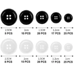 Garment Accessories 160pcs black and white suit button Round Plastic Resin Button 4 holes Craft Sewing Children's Garment Sewing - Image 2