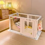 Transparent Pet Playpen for Small Medium Dogs Indoor Puppy Pen with Door Portable Fence Kennel Foldable Cage for Puppy Kitten