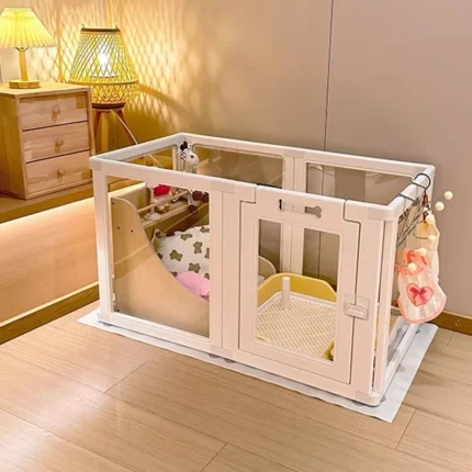 Transparent Pet Playpen for Small Medium Dogs Indoor Puppy Pen with Door Portable Fence Kennel Foldable Cage for Puppy Kitten