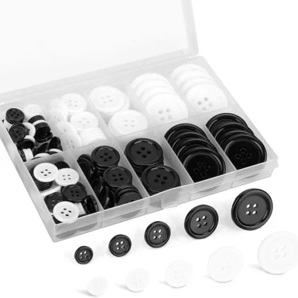 Garment Accessories 160pcs black and white suit button Round Plastic Resin Button 4 holes Craft Sewing Children's Garment Sewing