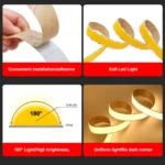 12V 24V COB LED Strip 320 480 600 1600LEDs/m High Density Flexible Tape Not Waterproof Natural Warm White Kitchen Cabinet Lamp - Image 6