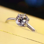 Korean Style Female Small Moissanite Ring Fashion 925 Silver &Gold Wedding Band Rings Promise Love Engagement Rings For Women