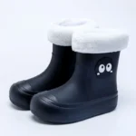 Waterproof Non Slip Fleece Lined Parent Child Rain Boots for Kids Stylish Mid Calf Japanese Design Winter Shoes - Image 6